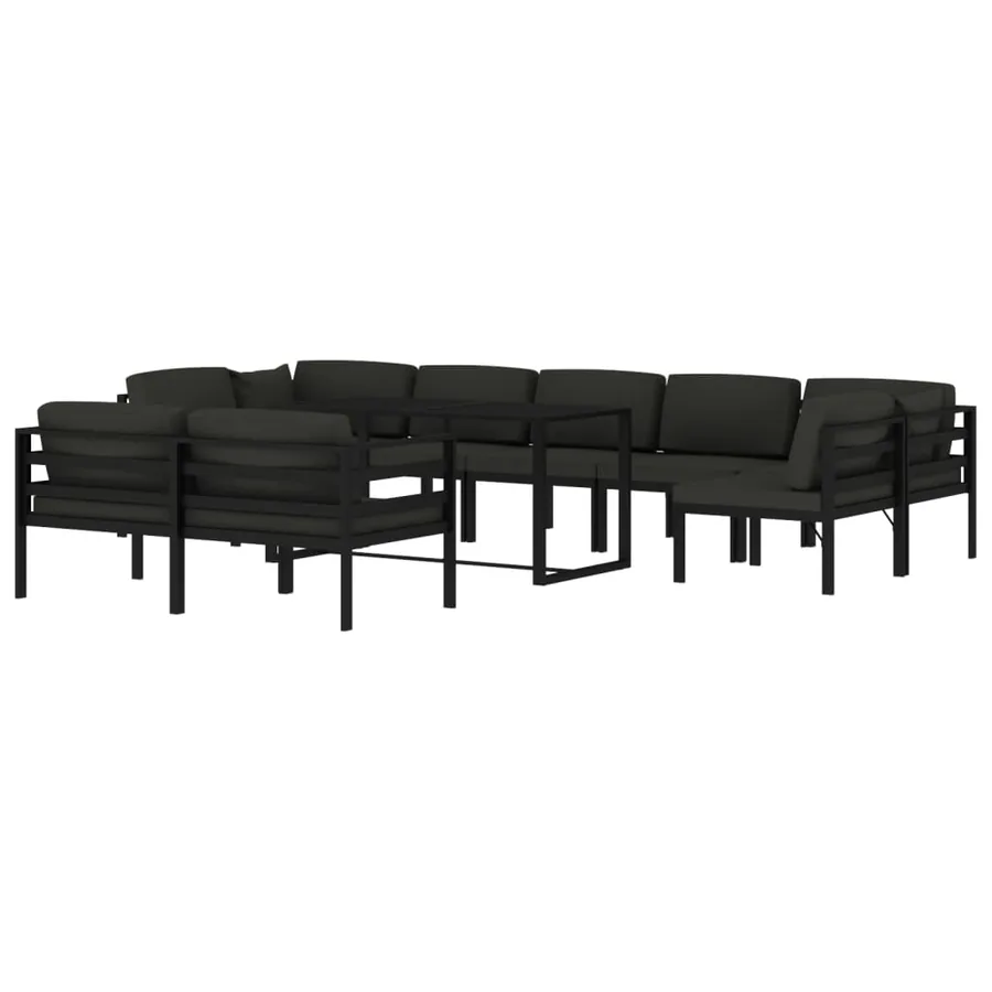 Salon de jardin 10 pcs avec coussins Aluminium Anthracite - 3