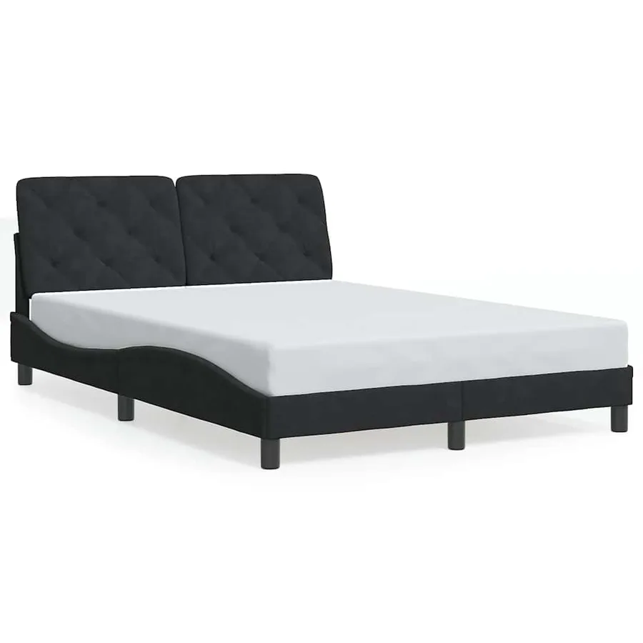 Cadre de lit sans matelas noir 140x190 cm velours - 2