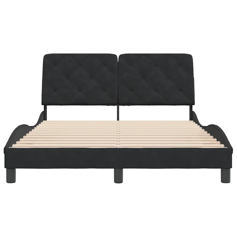 Cadre de lit sans matelas noir 140x190 cm velours - 5