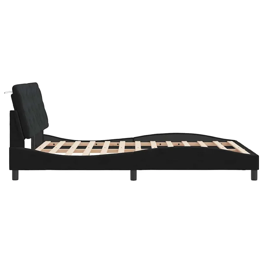 Cadre de lit sans matelas noir 140x190 cm velours - 6