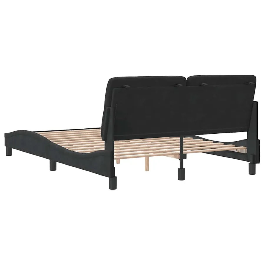 Cadre de lit sans matelas noir 140x190 cm velours - 7