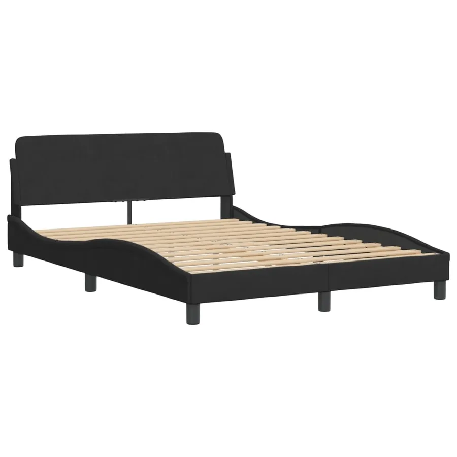Lit avec matelas noir 140x200 cm velours - 4