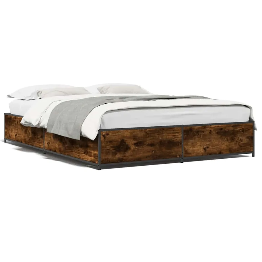 Cadre de lit sans matelas chêne fumé 135x190 cm - 2