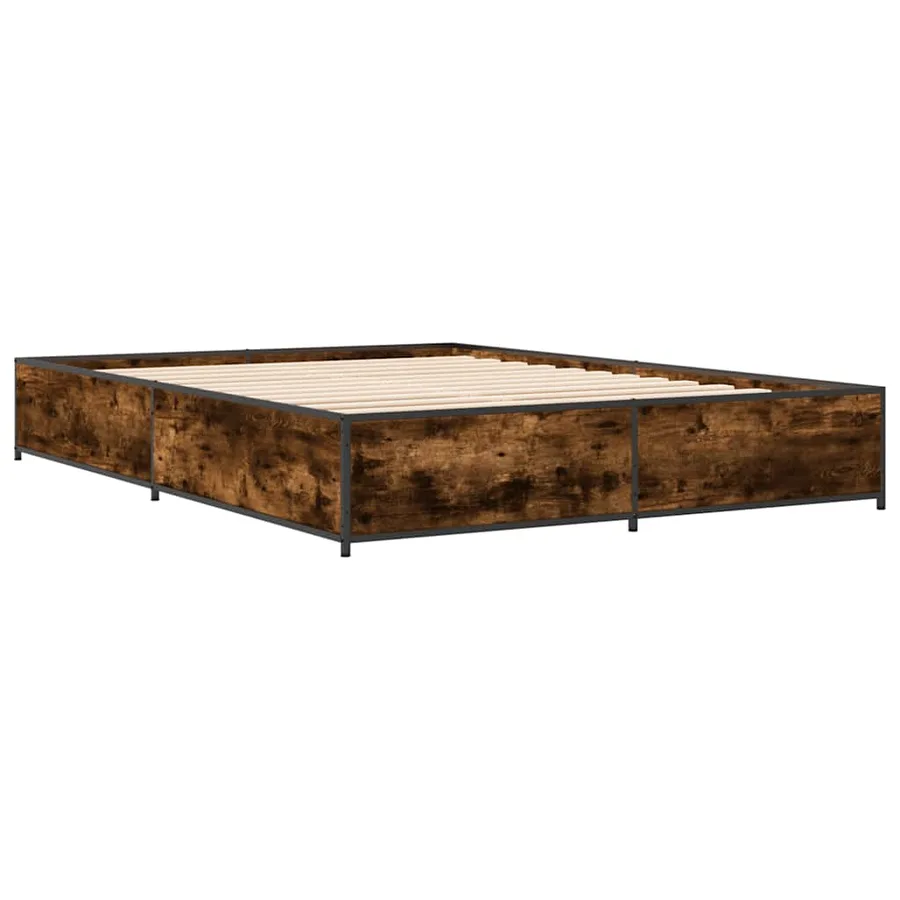 Cadre de lit sans matelas chêne fumé 135x190 cm - 6