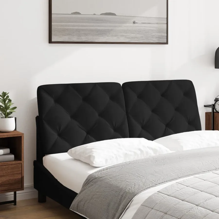 Coussin de tête de lit noir 120 cm velours - 3