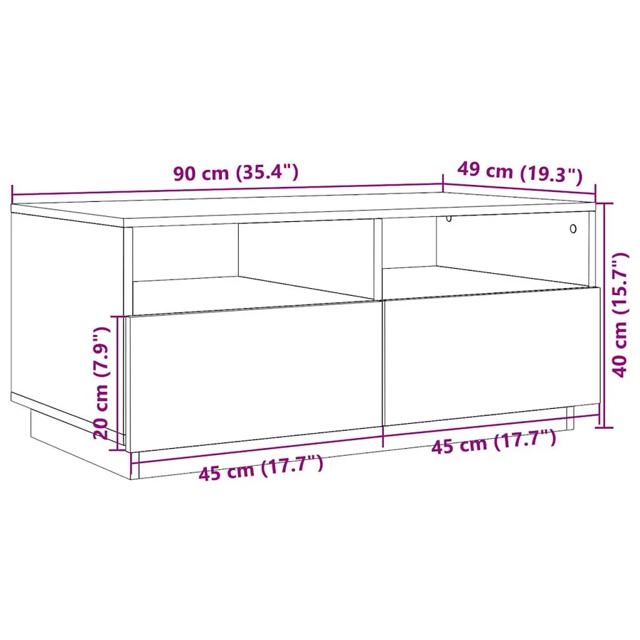 Table basse avec lumières LED blanc 90x49x40 cm - 15