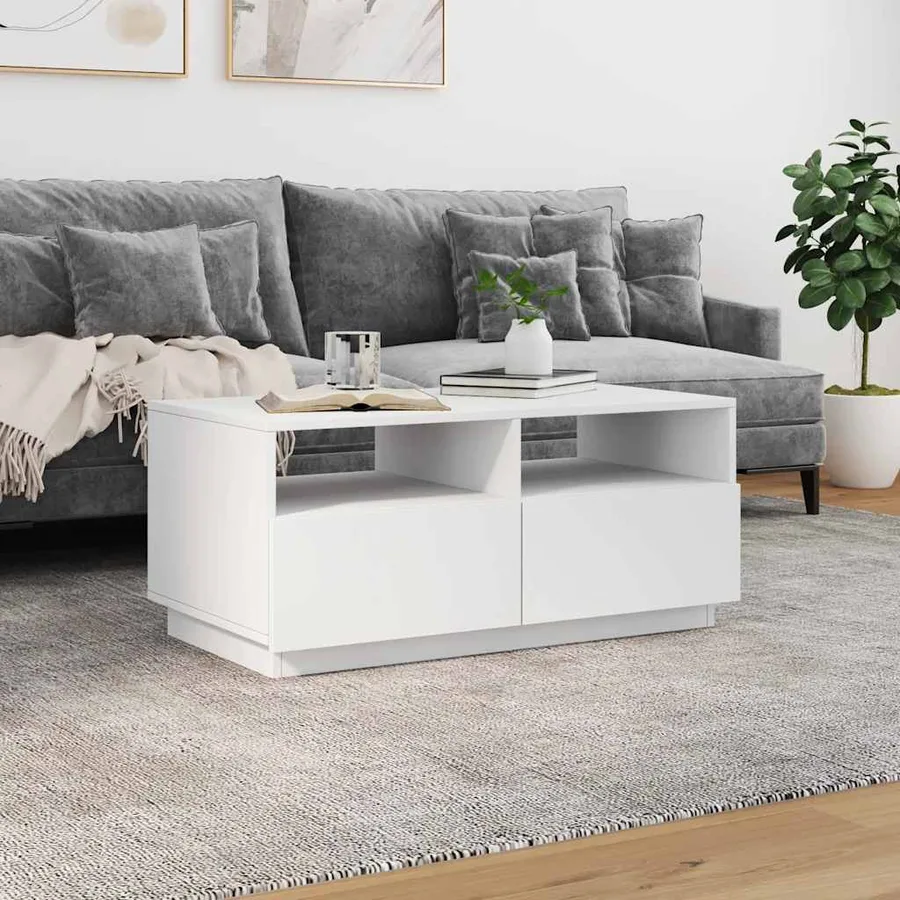 Table basse avec lumières LED blanc 90x49x40 cm - 4