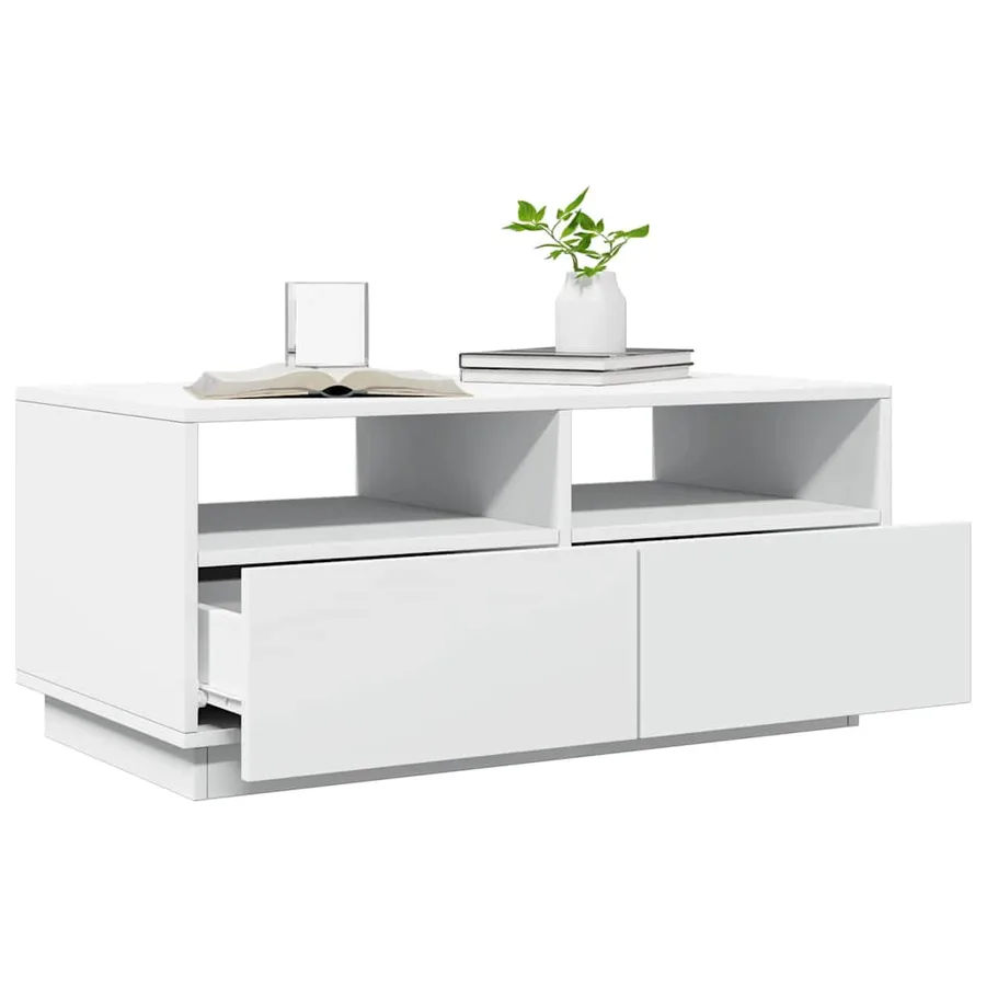 Table basse avec lumières LED blanc 90x49x40 cm - 6