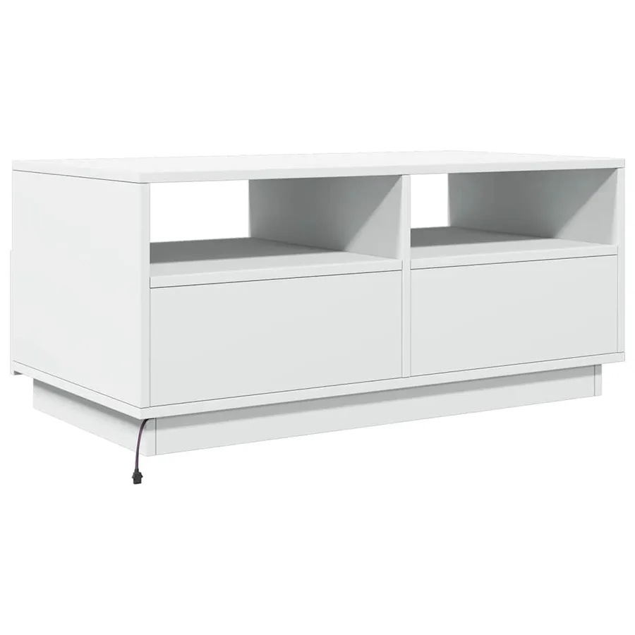 Table basse avec lumières LED blanc 90x49x40 cm - 9