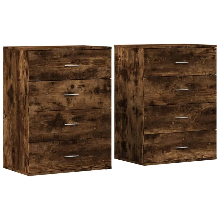 Buffets 2 pcs chêne fumé 60x39x80 cm bois d'ingénierie - 2