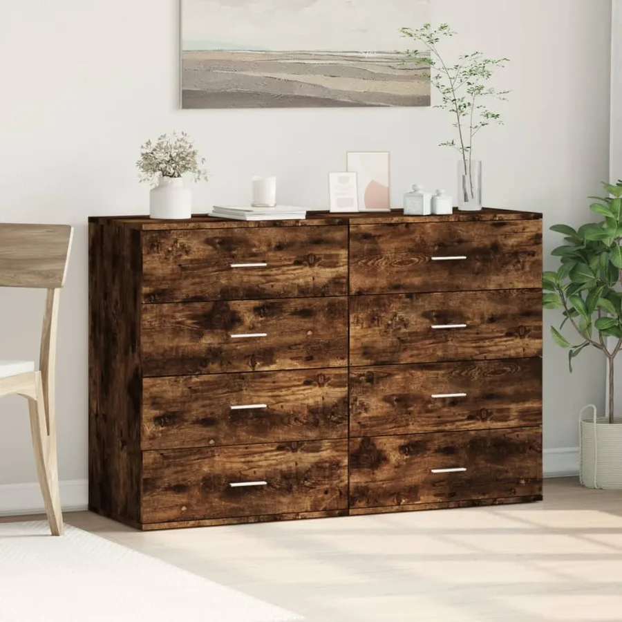 Buffets 2 pcs chêne fumé 60x39x80 cm bois d'ingénierie - 3
