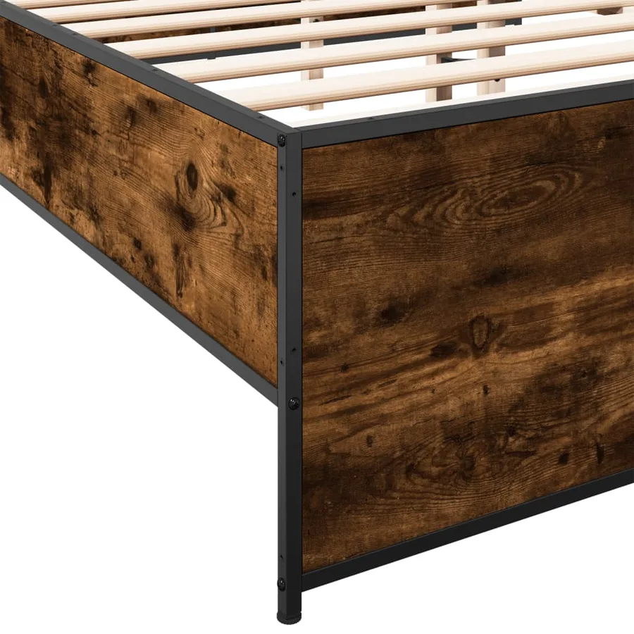 Cadre de lit sans matelas chêne fumé 140x190 cm - 7