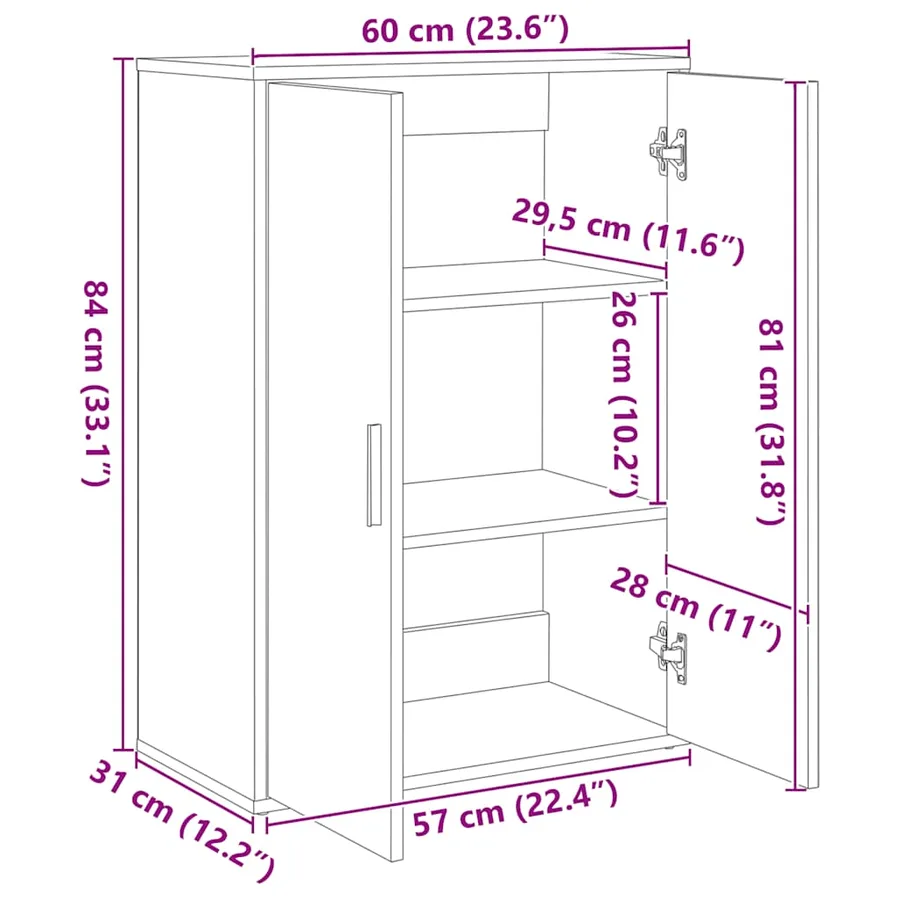 Buffet chêne sonoma 60x31x84 cm bois d'ingénierie - 10