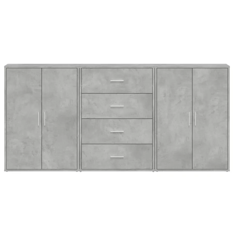 Buffets 3 pcs gris béton 60x31x84 cm bois d'ingénierie - 4