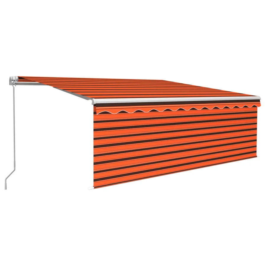 Auvent manuel rétractable avec store 4,5x3 m Orange et marron - 2