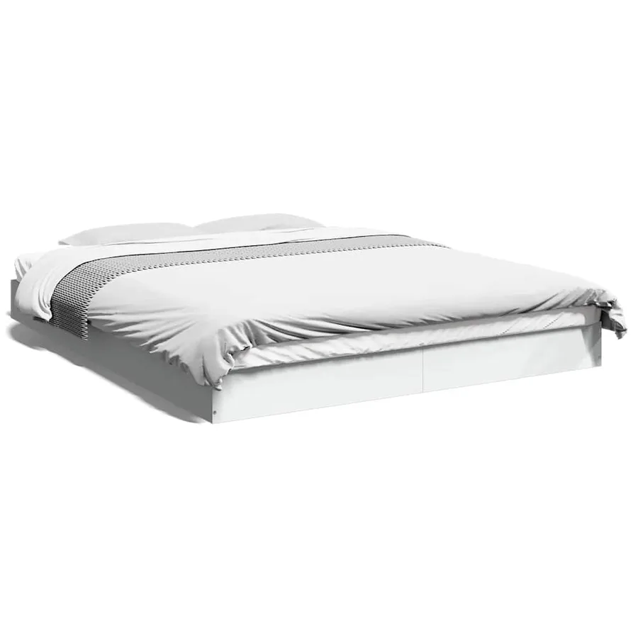 Cadre de lit sans matelas blanc 150x200 cm bois d'ingénierie - 2