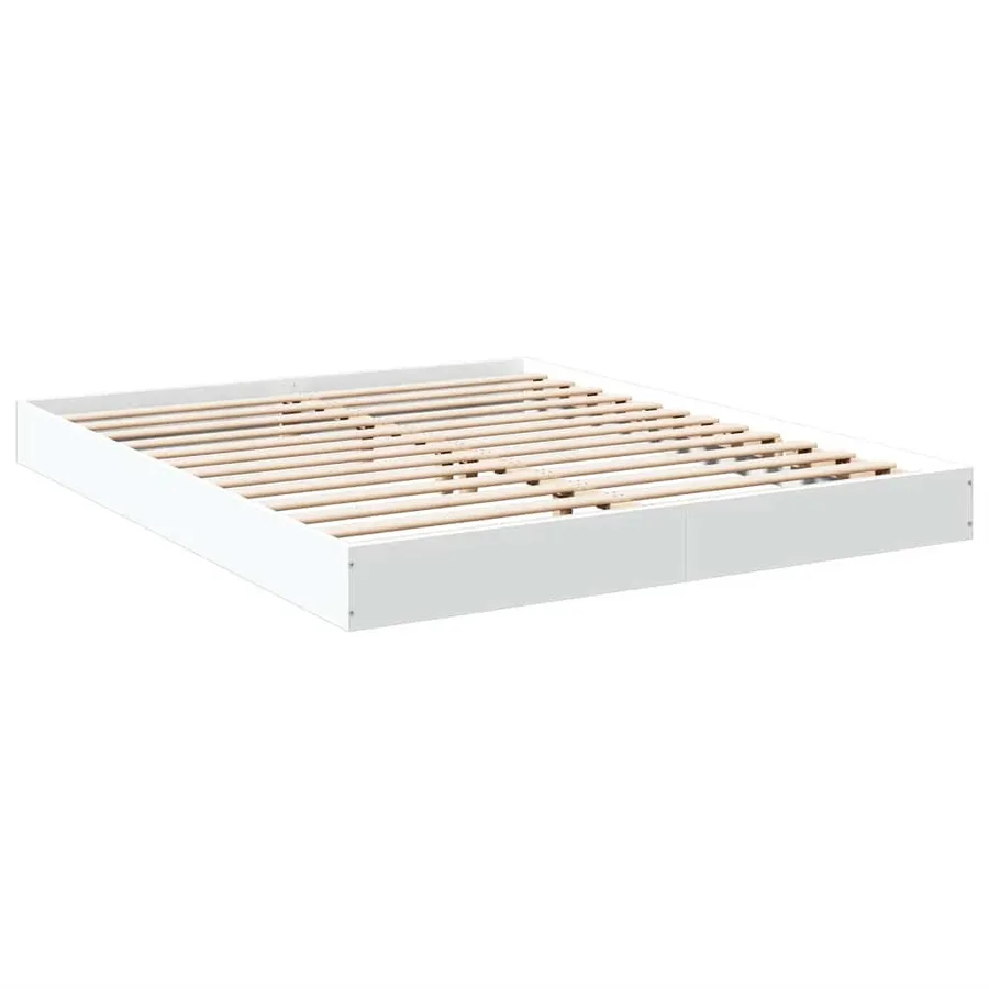 Cadre de lit sans matelas blanc 150x200 cm bois d'ingénierie - 3