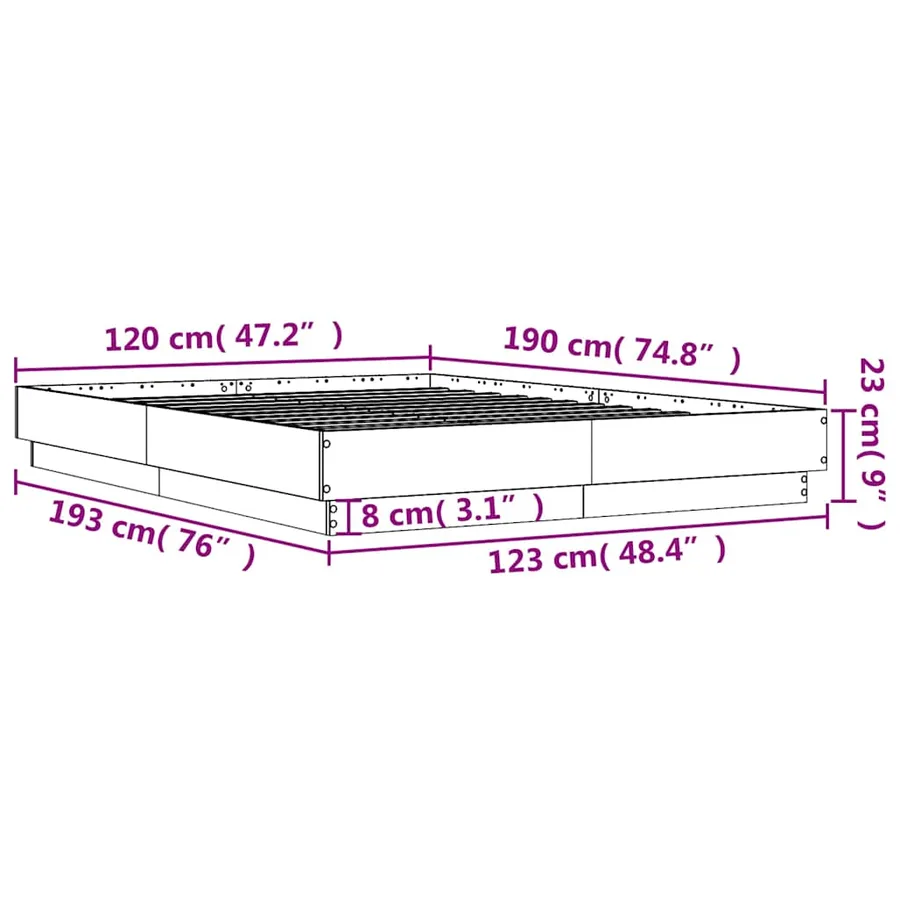 Cadre de lit sans matelas blanc 120x190 cm - 8