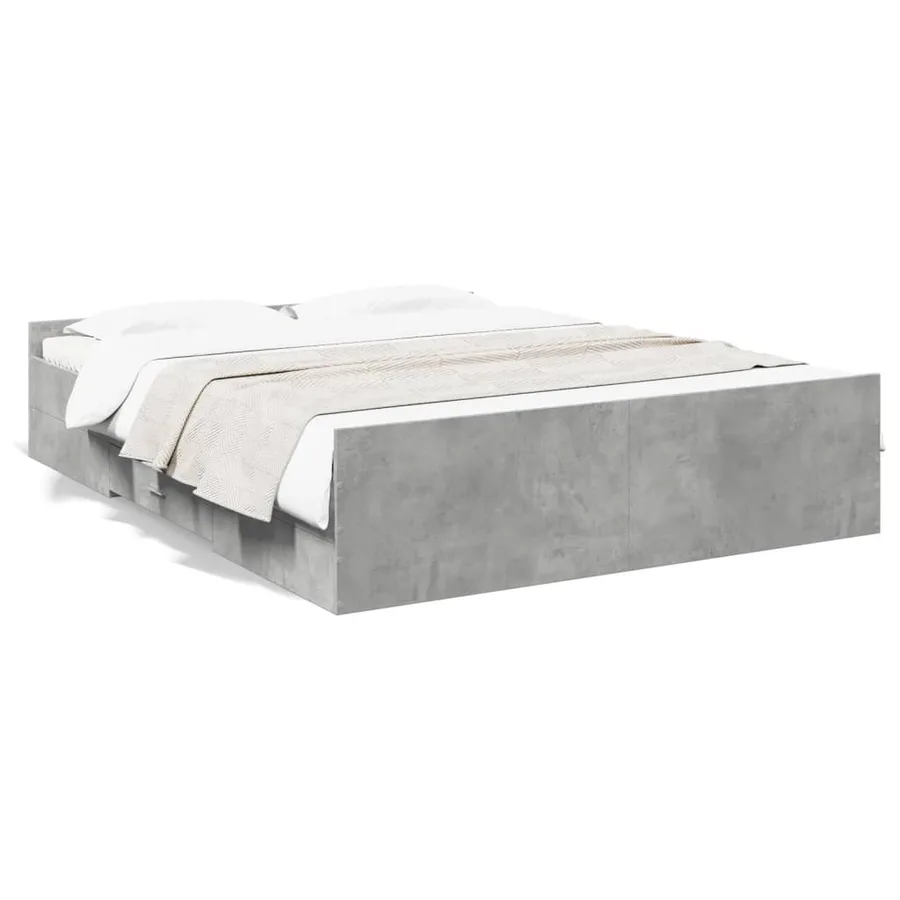 Cadre de lit avec tiroirs sans matelas gris béton 140x200 cm - 2