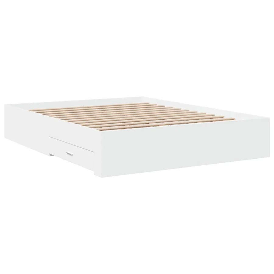 Cadre de lit avec tiroirs sans matelas blanc 160x200 cm - 3