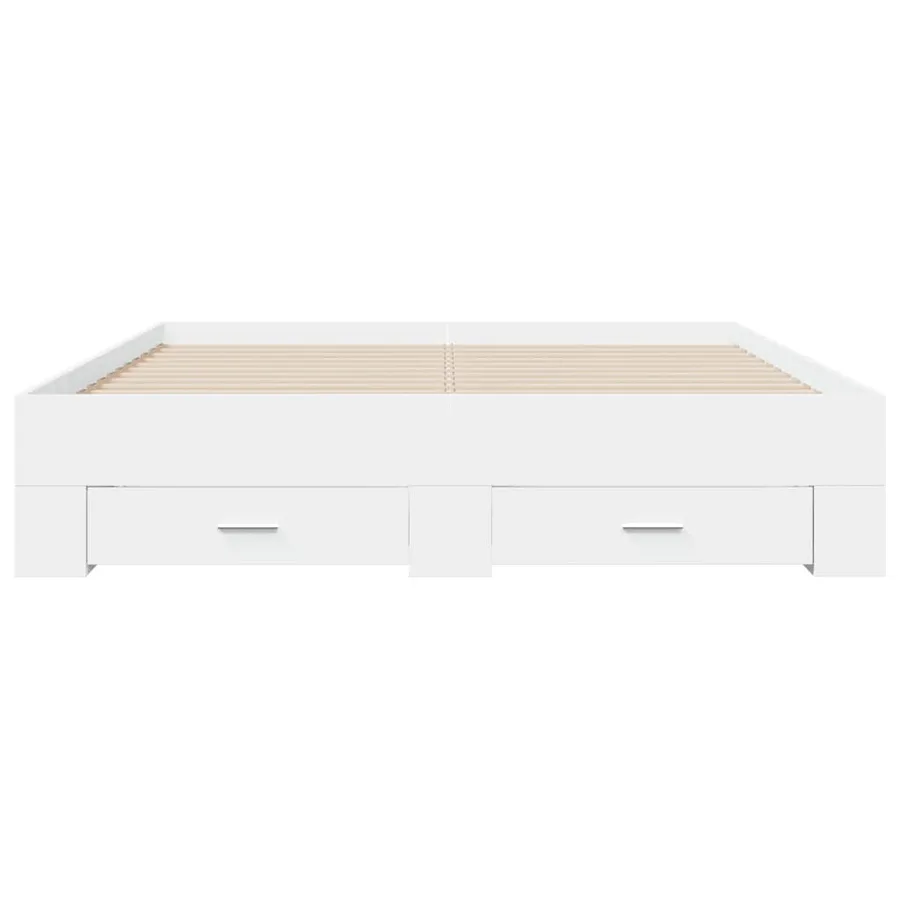 Cadre de lit avec tiroirs sans matelas blanc 160x200 cm - 4