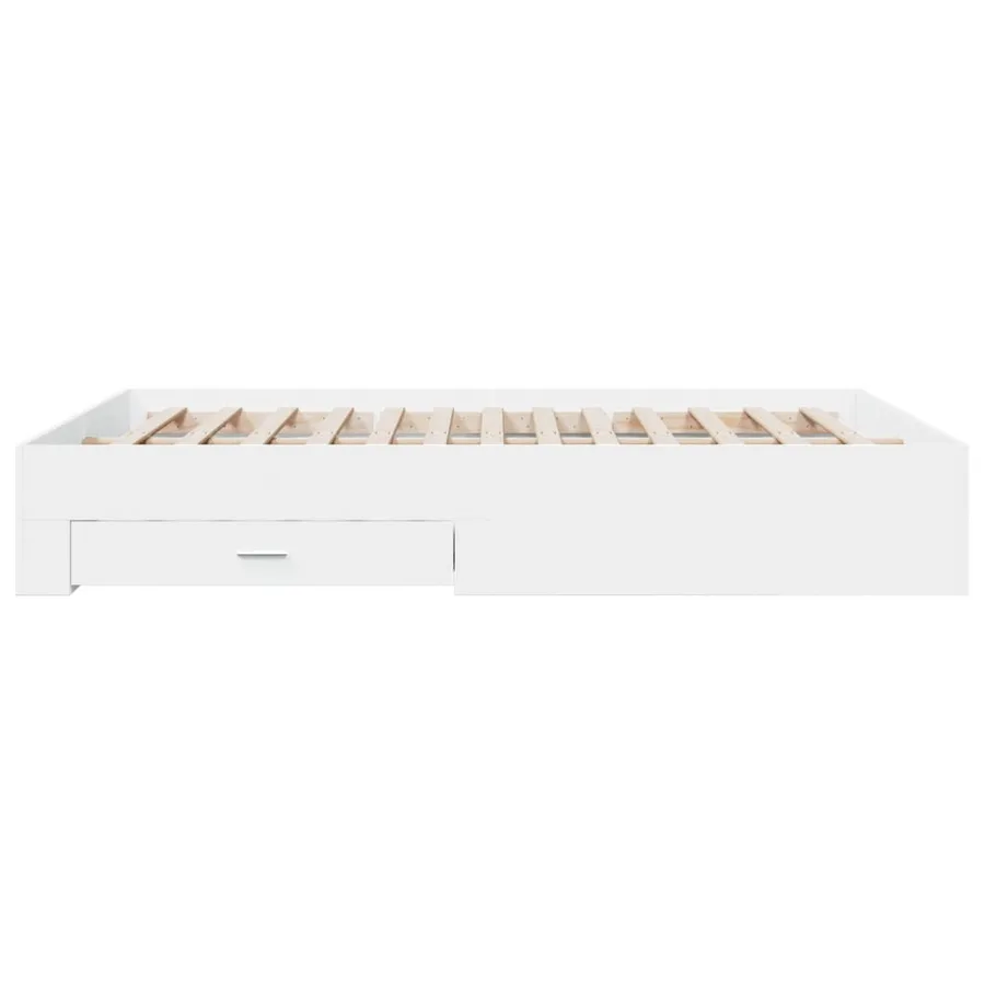 Cadre de lit avec tiroirs sans matelas blanc 160x200 cm - 5