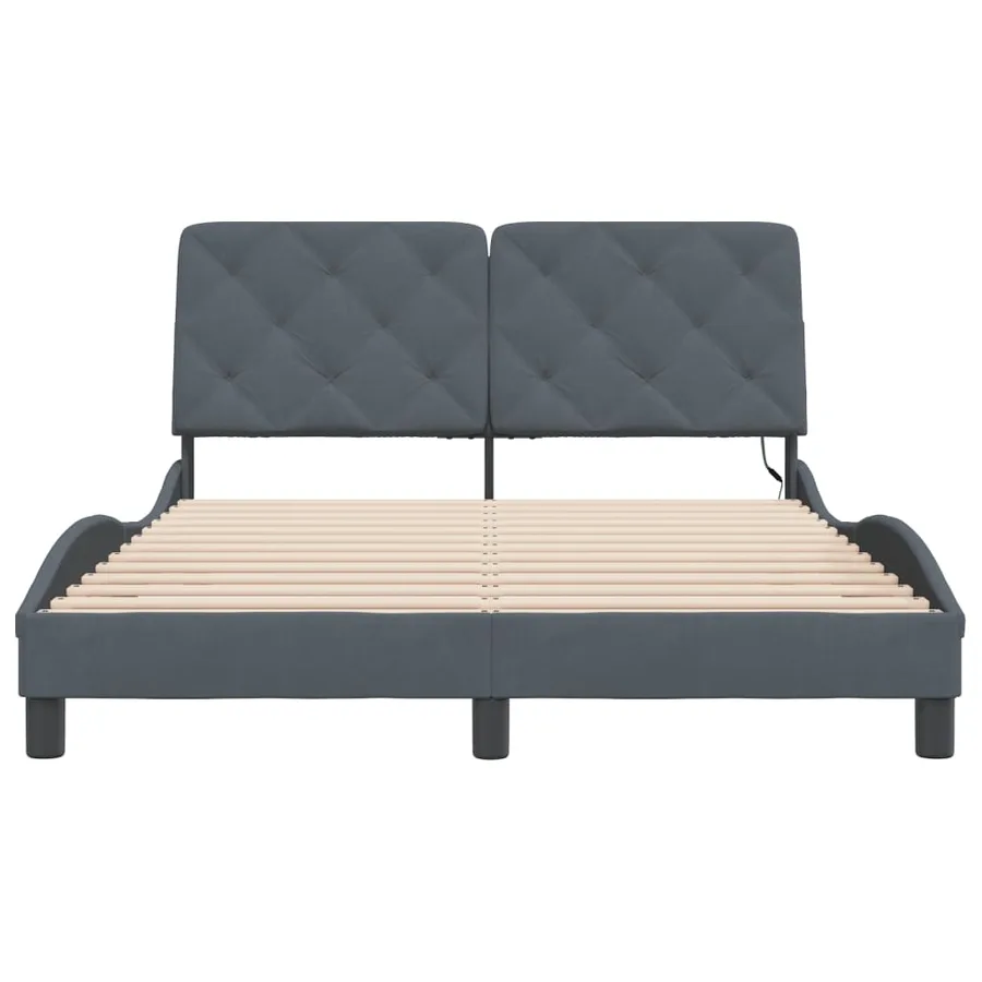 Cadre de lit avec LED sans matelas gris foncé 140x190cm velours - 6