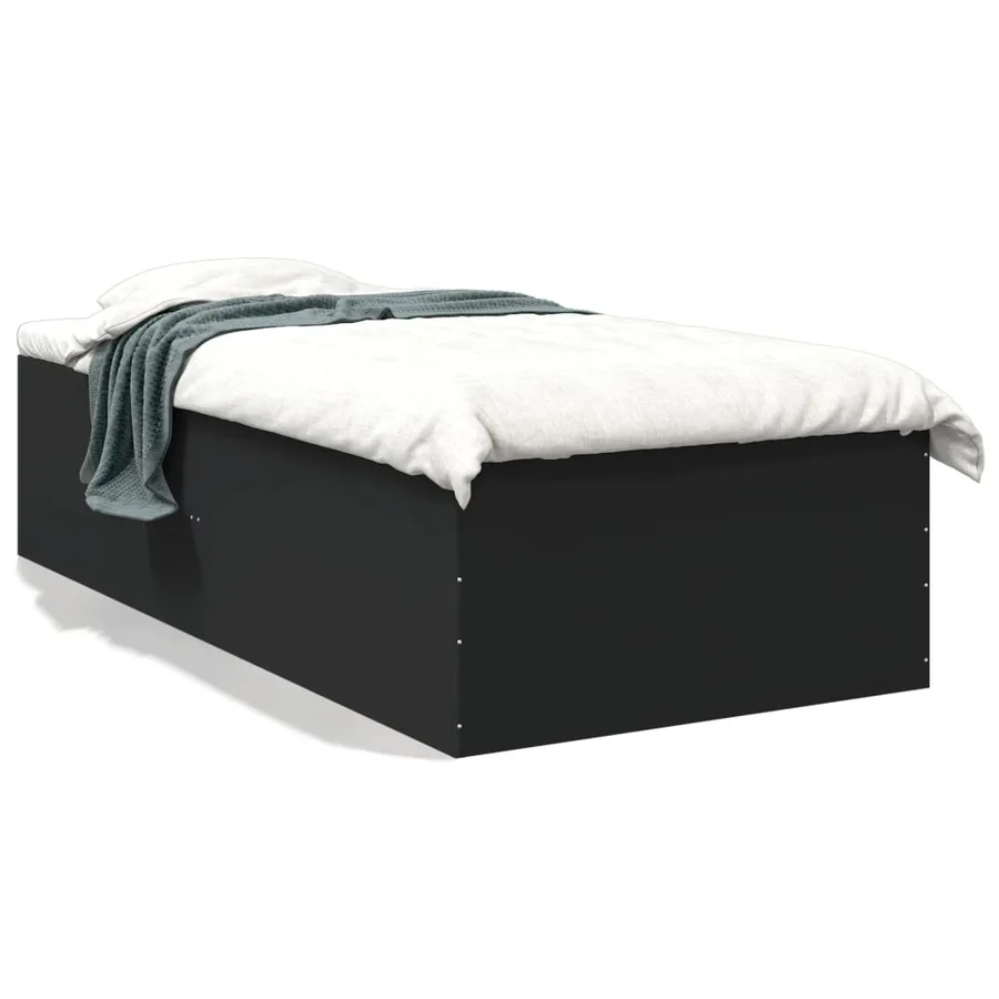 Cadre de lit sans matelas noir 100x200 cm - 2