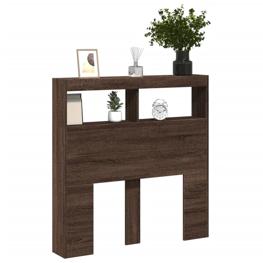 Armoire tête de lit avec LED chêne marron 100x17x102 cm - 5