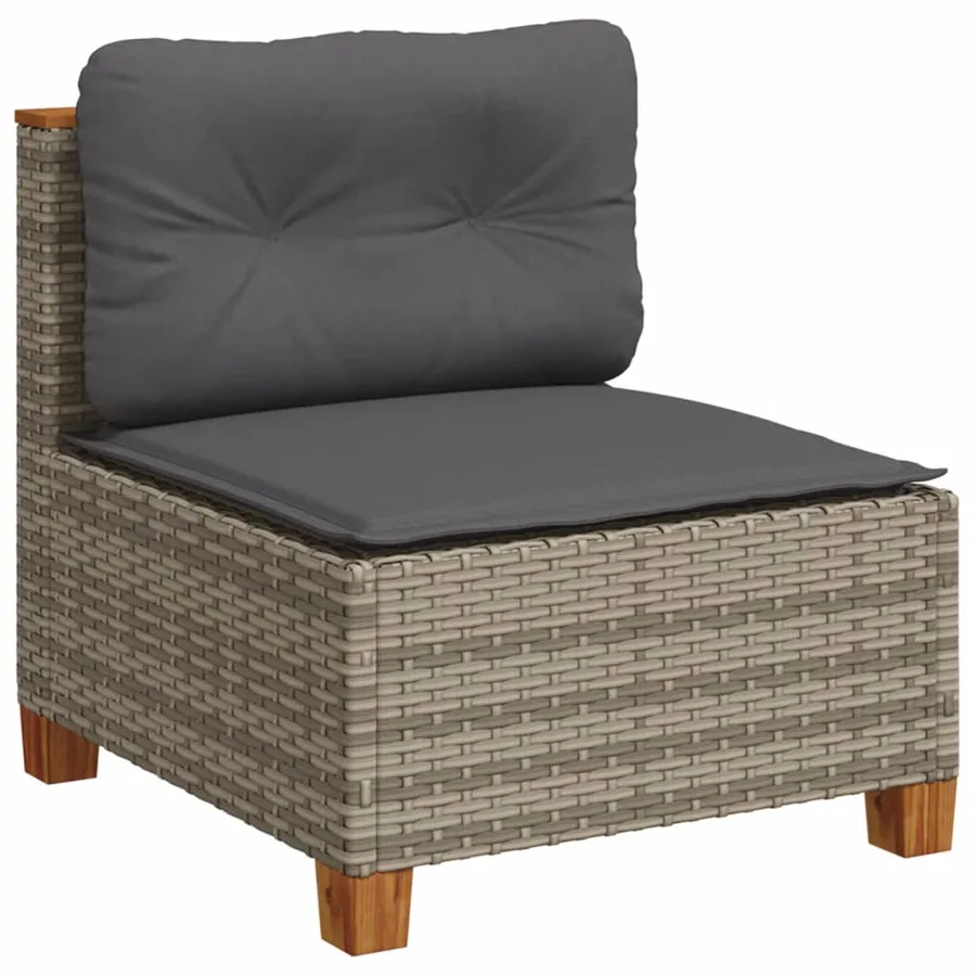 Salon de jardin 5 pcs avec coussins gris résine tressée - 4