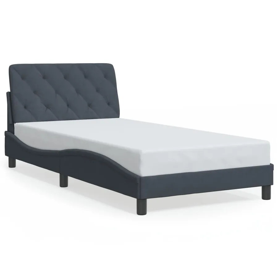 Cadre de lit avec LED sans matelas gris foncé 100x200cm velours - 5