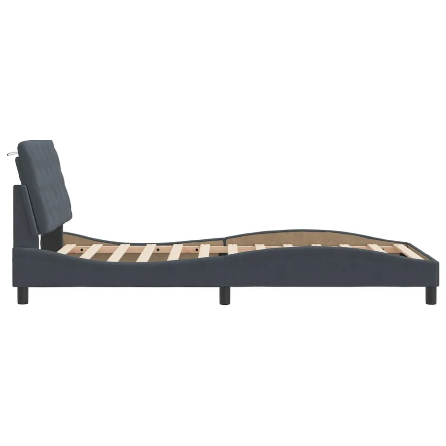 Cadre de lit avec LED sans matelas gris foncé 100x200cm velours - 7