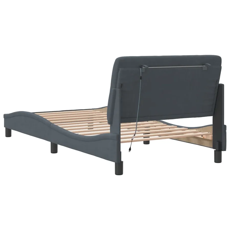 Cadre de lit avec LED sans matelas gris foncé 100x200cm velours - 8
