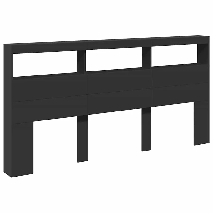 Armoire tête de lit avec LED noir 200x17x102 cm - 3