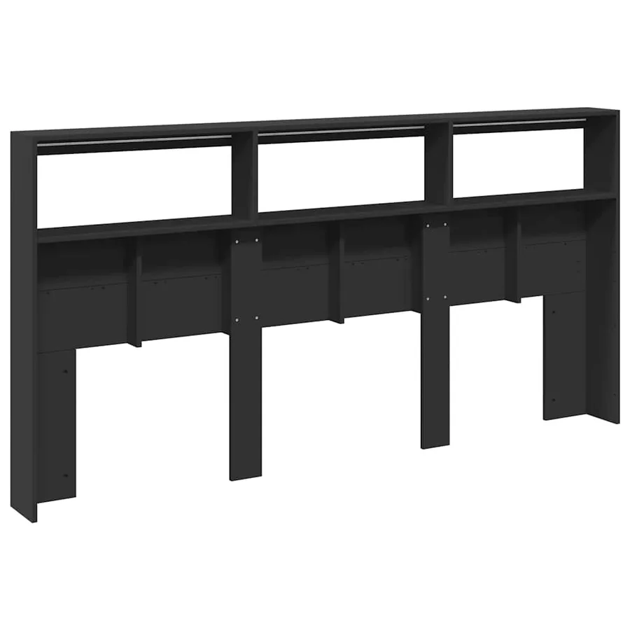 Armoire tête de lit avec LED noir 200x17x102 cm - 8