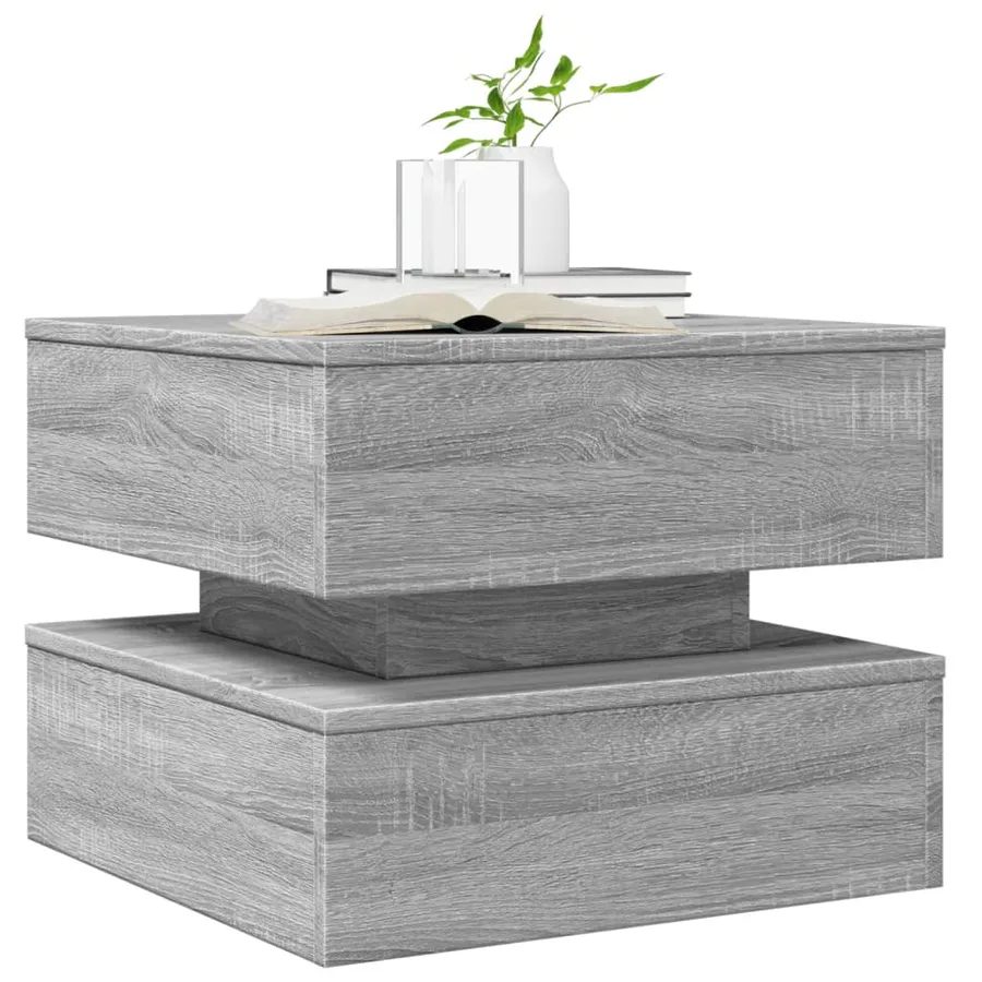 Table basse avec lumières LED sonoma gris 50x50x40 cm - 6
