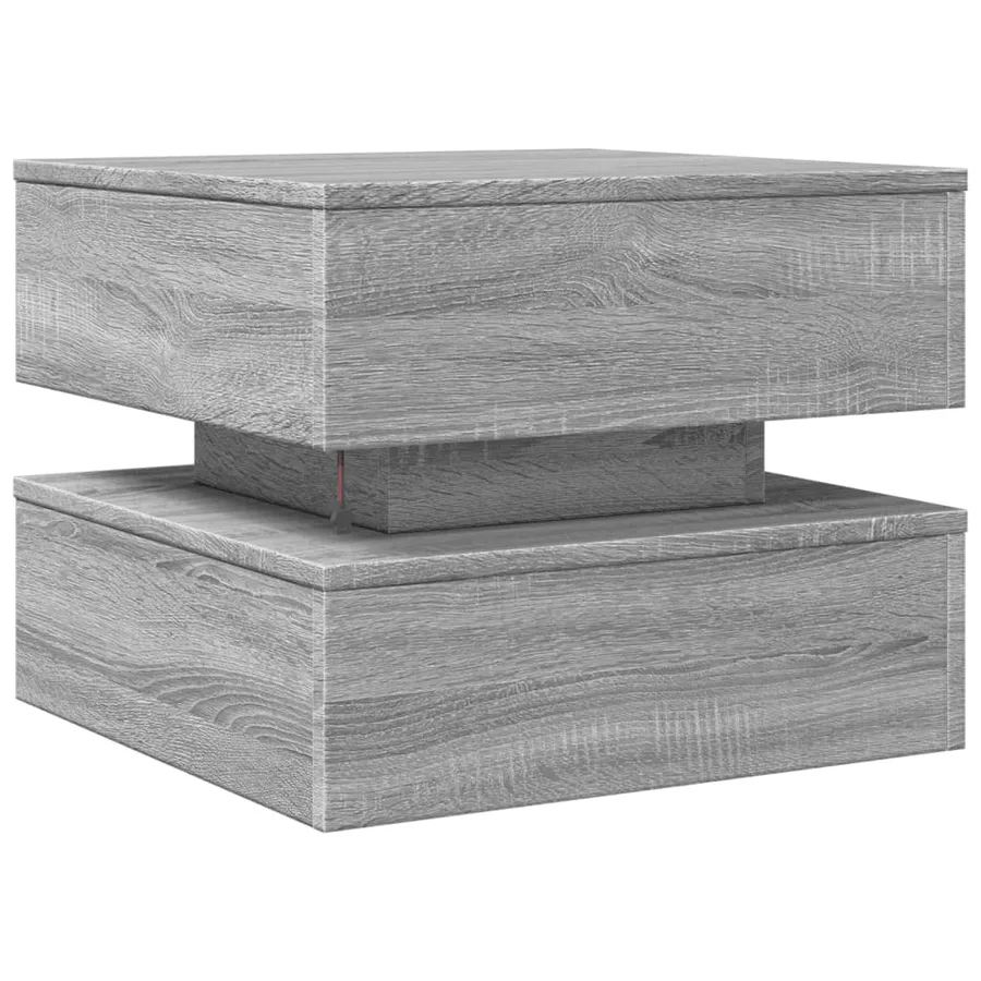 Table basse avec lumières LED sonoma gris 50x50x40 cm - 9