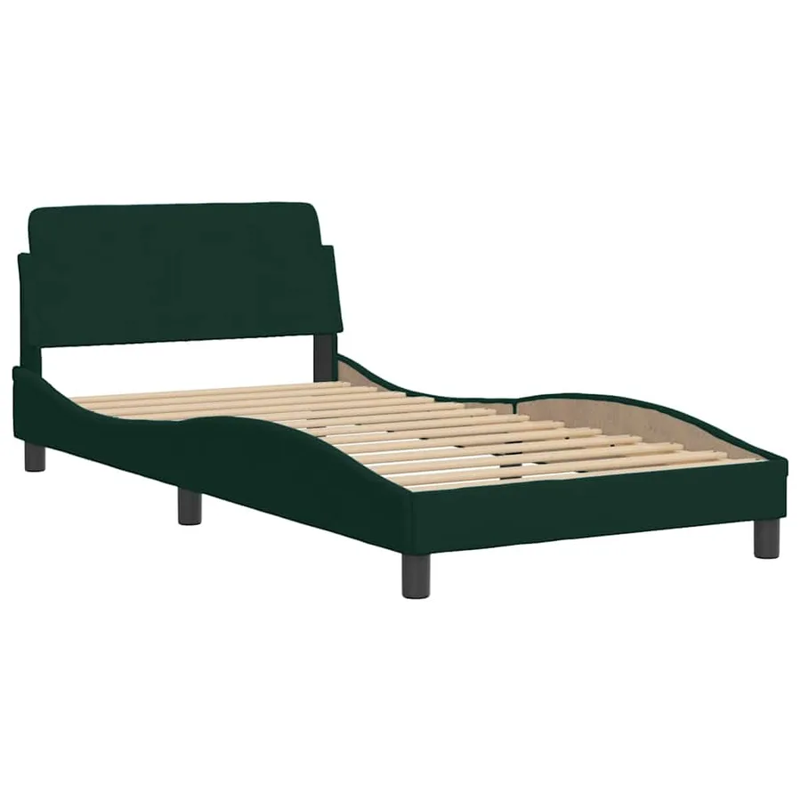 Lit avec matelas vert foncé 100x200 cm velours - 4