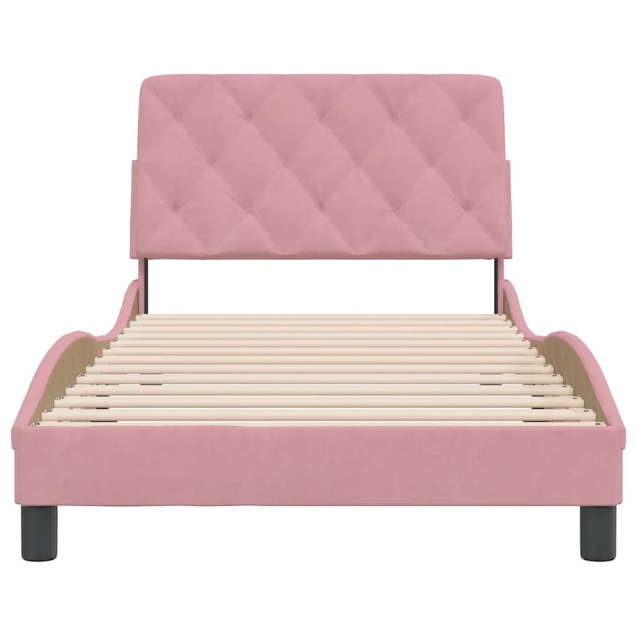 Cadre de lit sans matelas rose 100x200 cm velours - 5