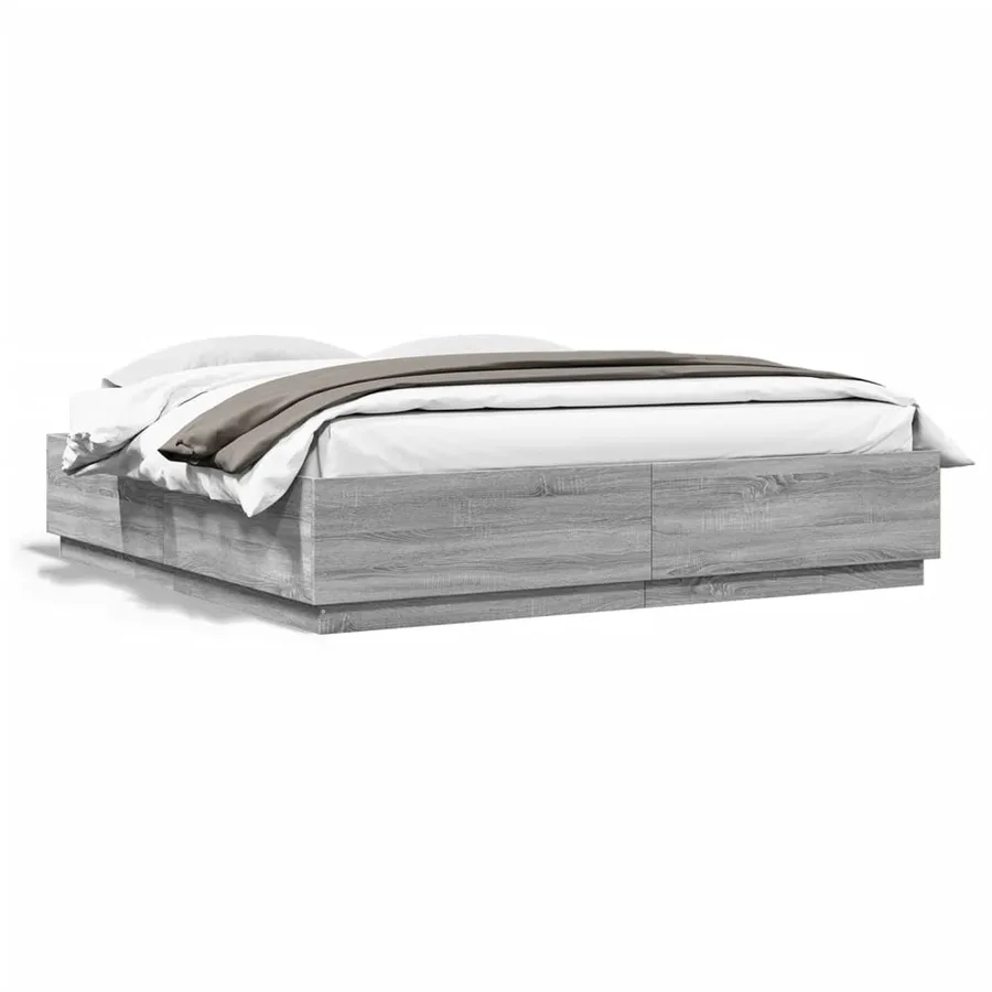 Cadre de lit sans matelas sonoma gris 200x200 cm - 2
