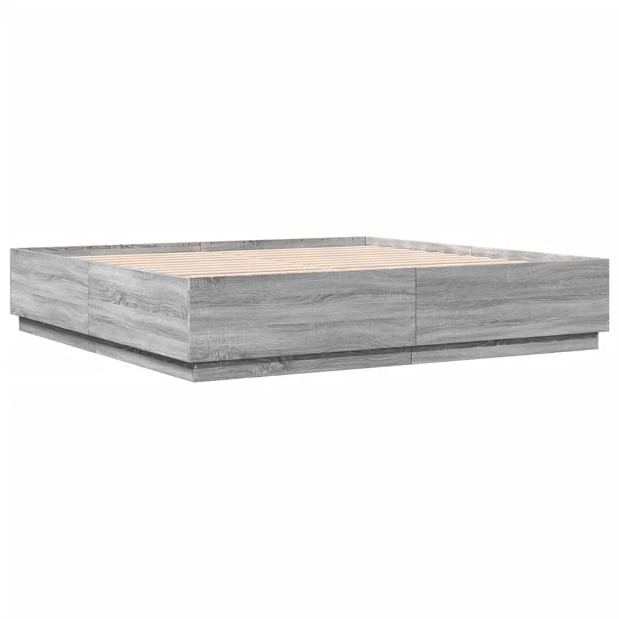 Cadre de lit sans matelas sonoma gris 200x200 cm - 3