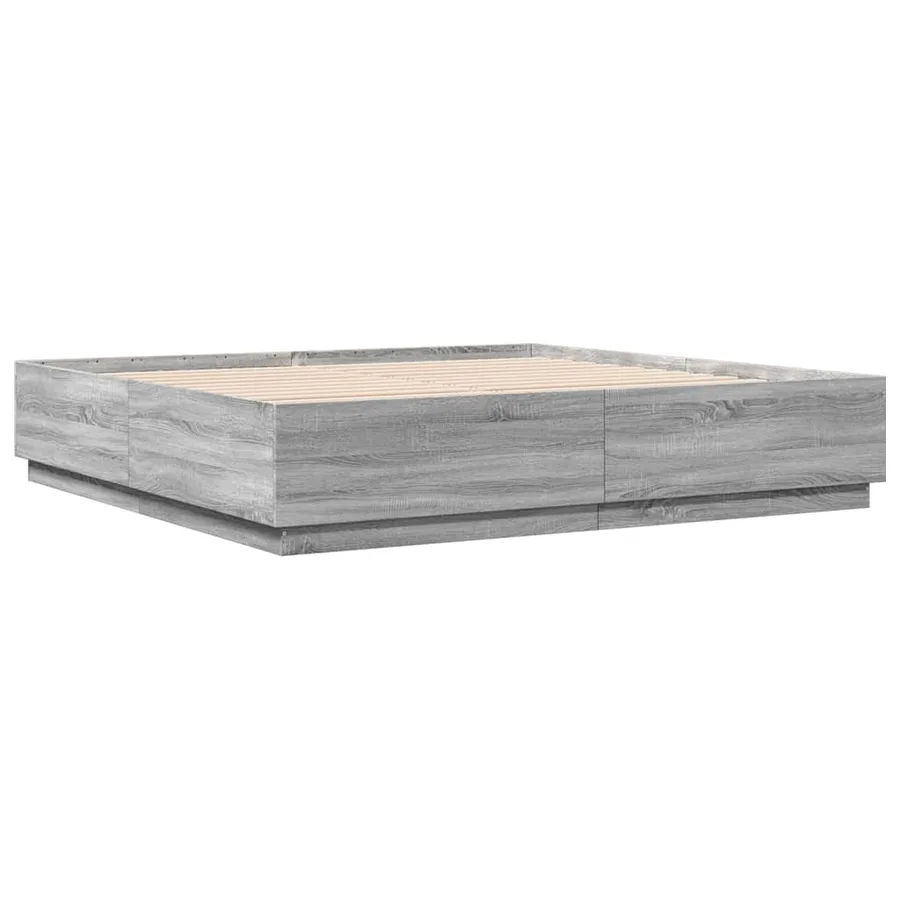 Cadre de lit sans matelas sonoma gris 200x200 cm - 6
