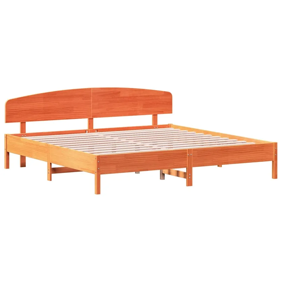 Cadre de lit sans matelas cire marron 180x200cm bois pin massif - 3