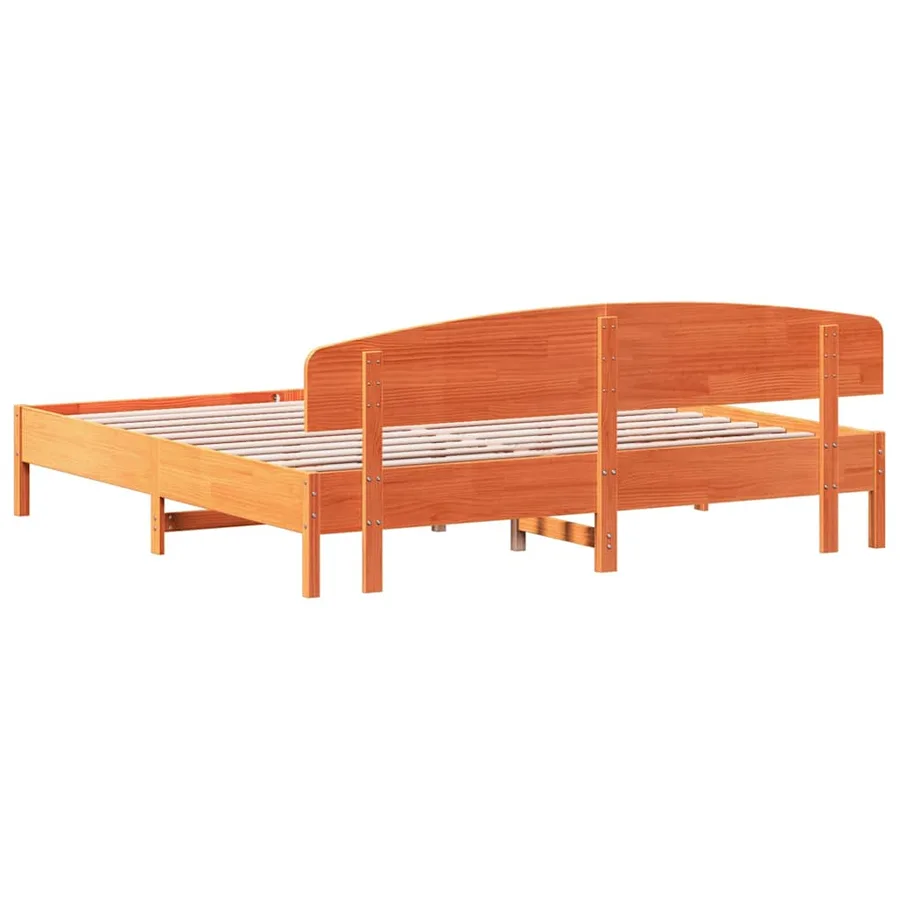 Cadre de lit sans matelas cire marron 180x200cm bois pin massif - 6