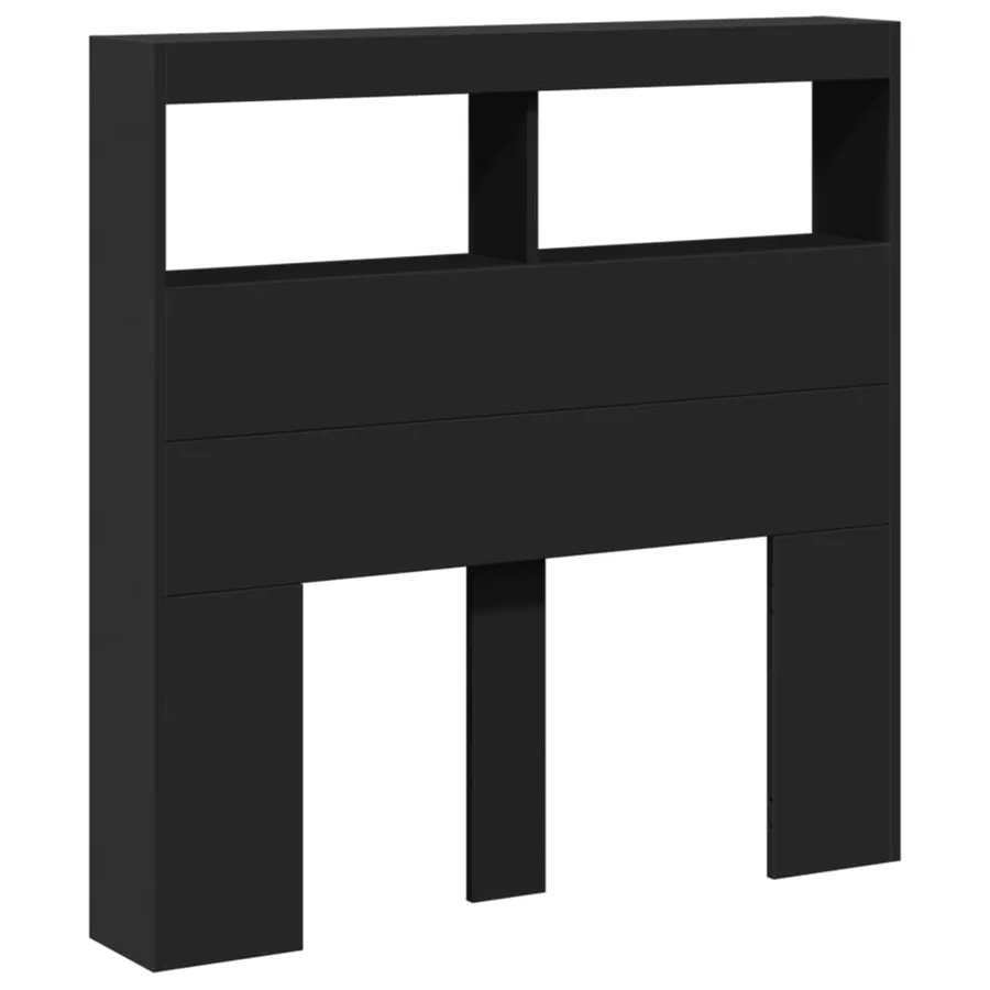 Armoire tête de lit avec LED noir 100x17x102 cm - 3