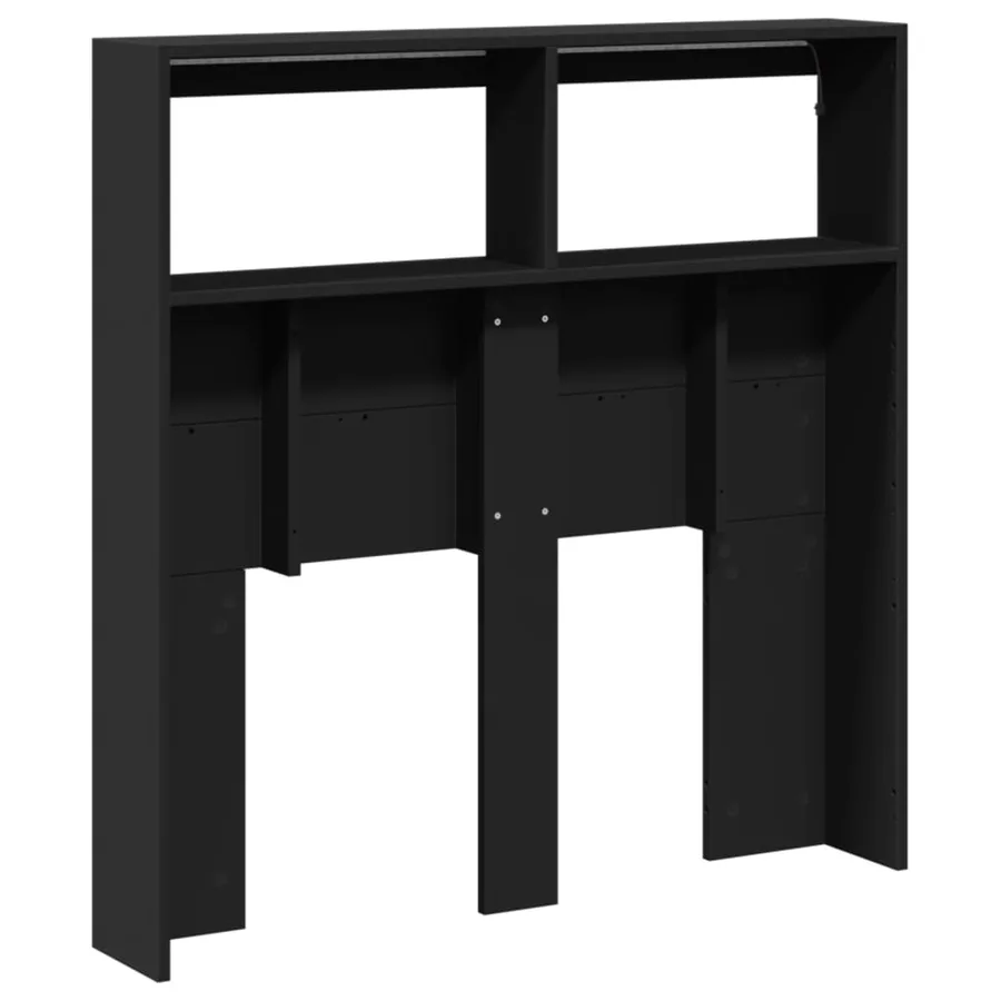 Armoire tête de lit avec LED noir 100x17x102 cm - 8