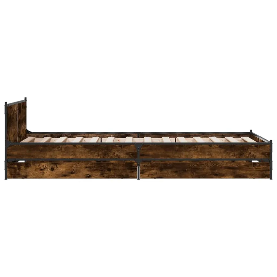 Cadre de lit avec tiroirs sans matelas chêne fumé 75x190 cm - 5