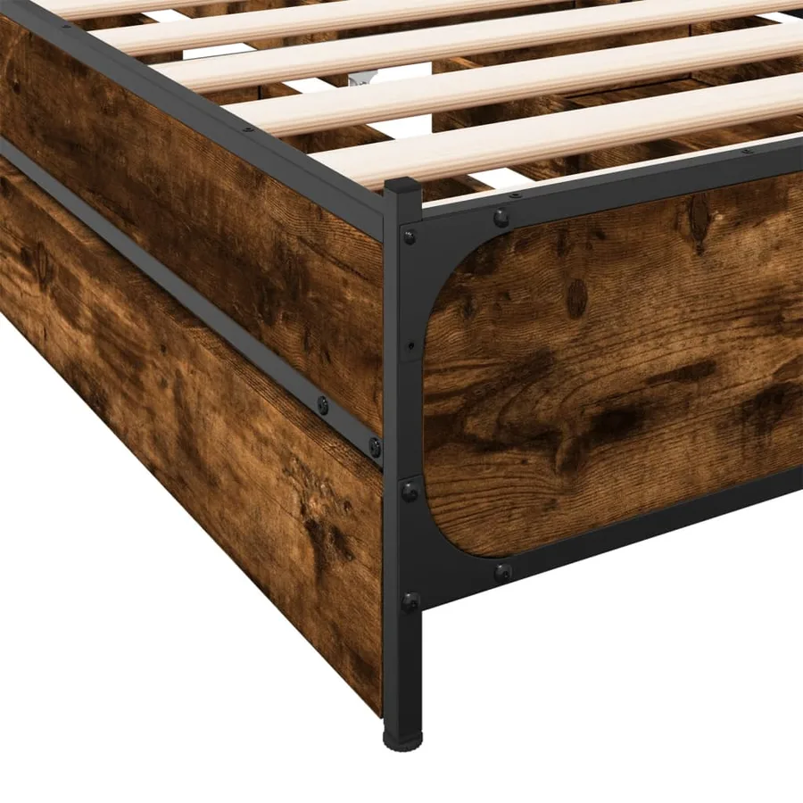 Cadre de lit avec tiroirs sans matelas chêne fumé 75x190 cm - 8