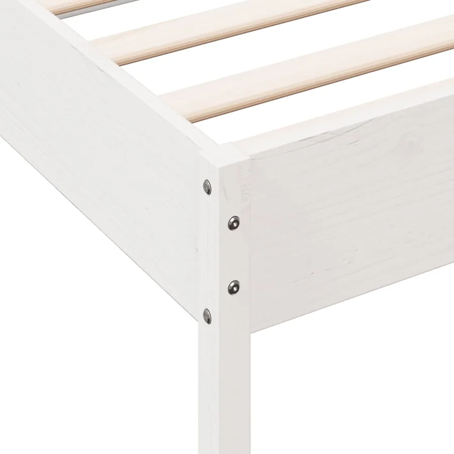 Cadre de lit sans matelas blanc 90x190 cm bois de pin massif - 7