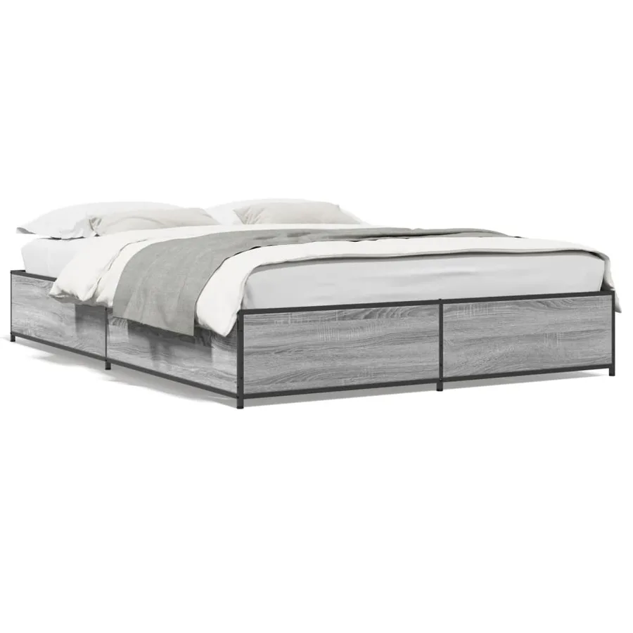 Cadre de lit sans matelas sonoma gris 120x190 cm - 2